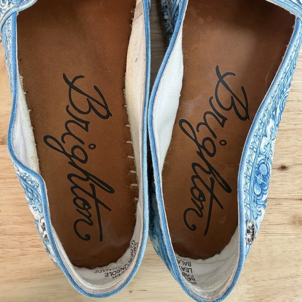 Brighton Bali Women's 9M Belina Bali Print Canvas Espadrilles Blue Print NWBox